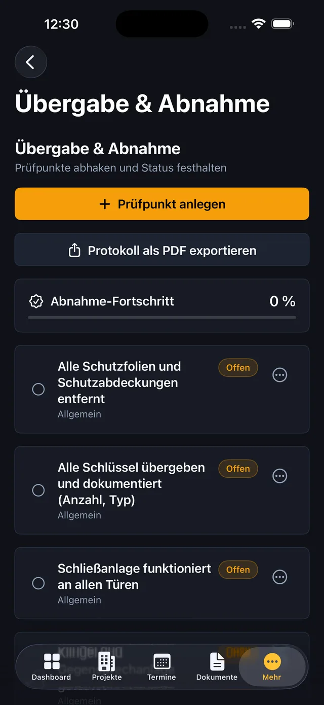 Baumio iOS – Förderung anlegen